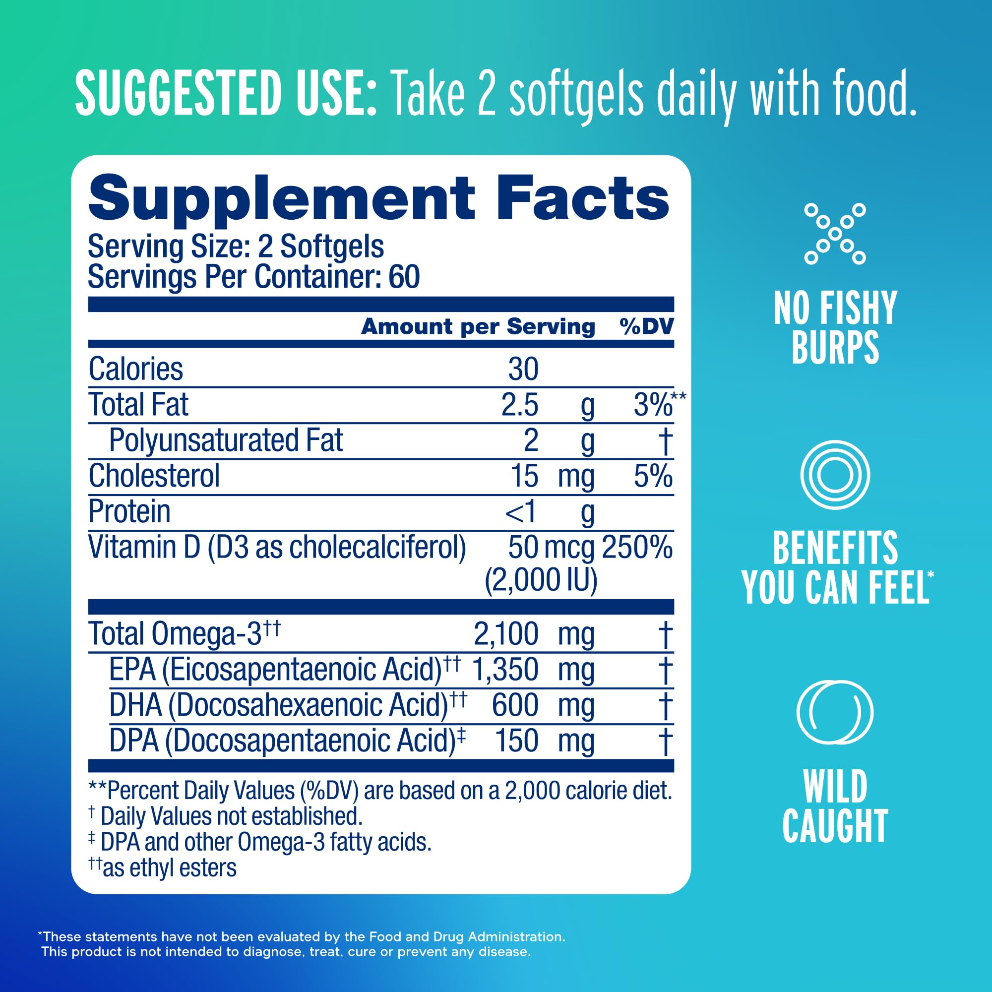 Oceanblue Omega-3 2100 capsules orange: saveur agréable sans arrière-goût.