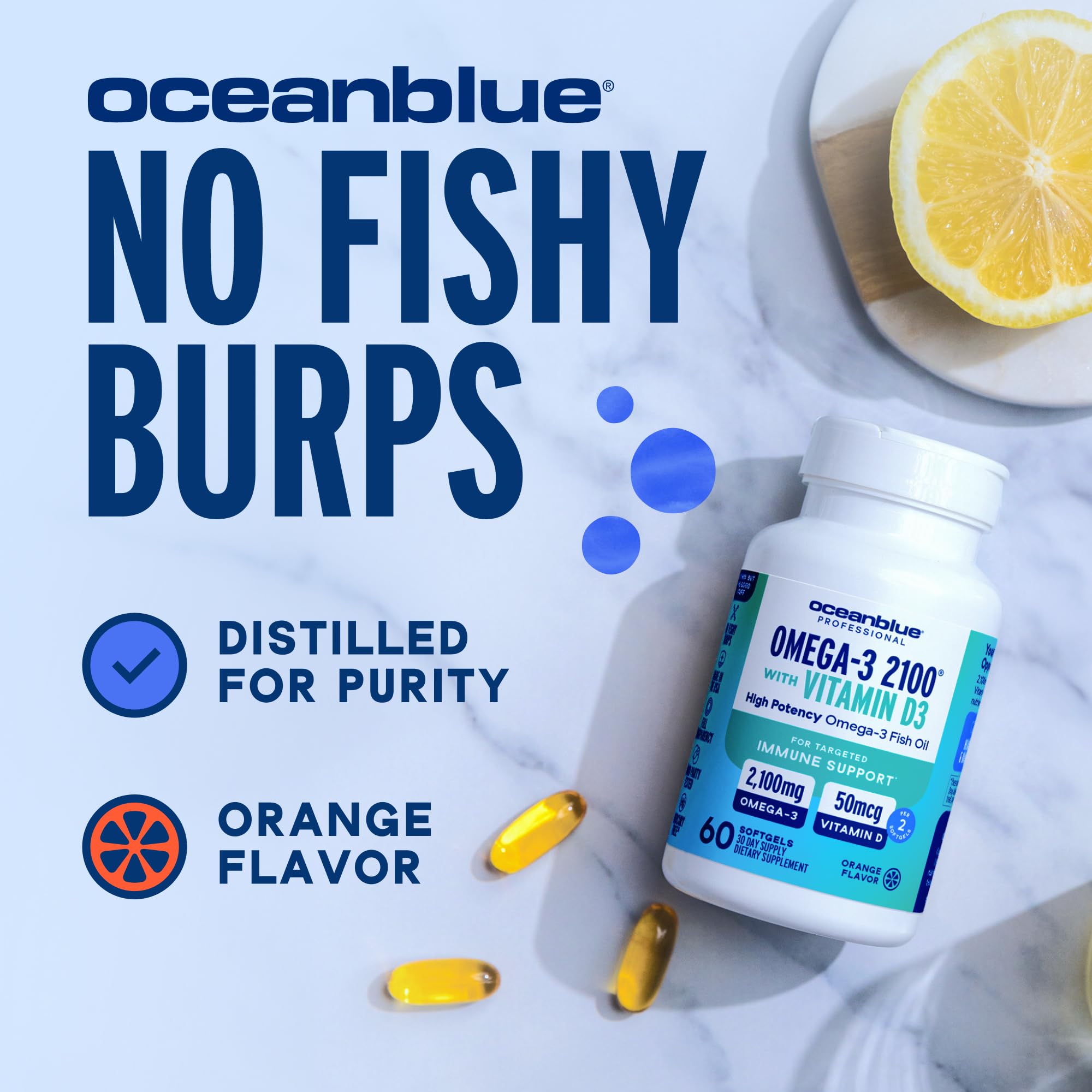 Oceanblue Omega-3 2100 sans arrière-goût: pas de remontées gastriques.