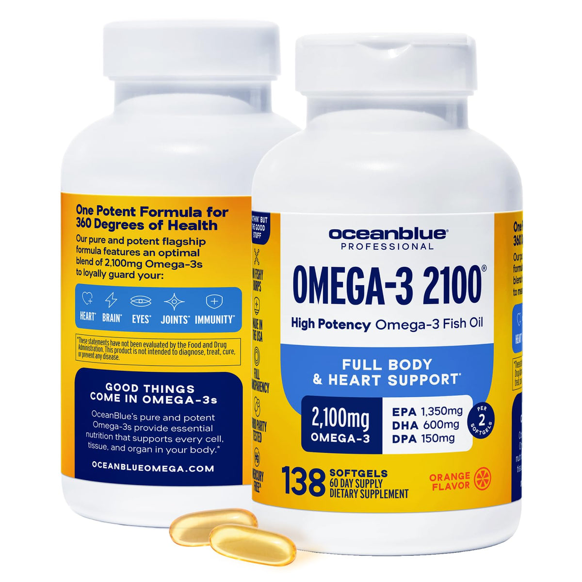 Oceanblue Omega-3 2100mg – bouteille pratique pour la routine quotidienne