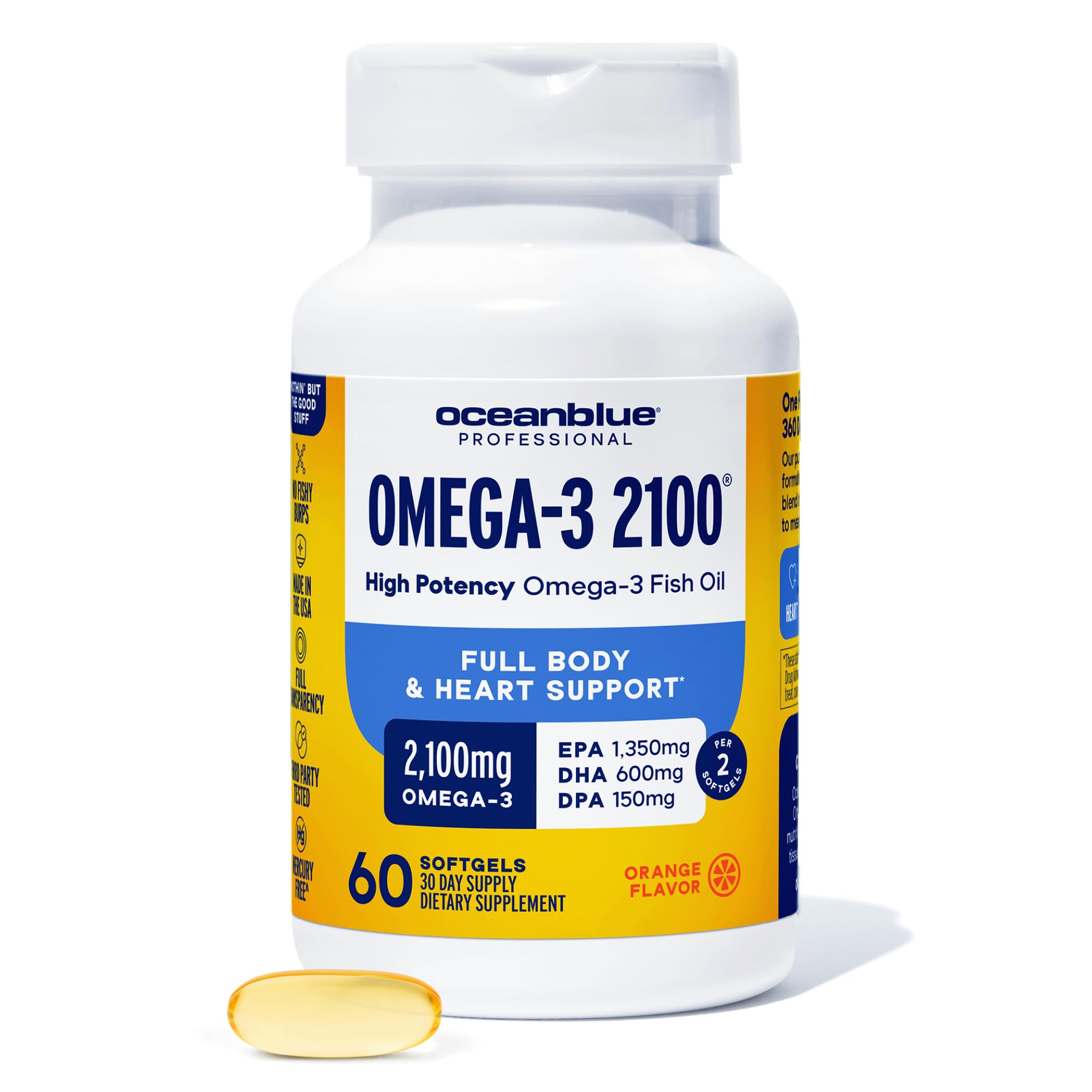 Oceanblue Omega-3 2100mg — capsules sans arrière-goût pour une prise agréable.
