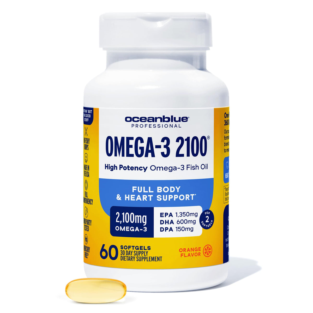 Oceanblue Omega-3 2100mg — capsules sans arrière-goût pour une prise agréable.