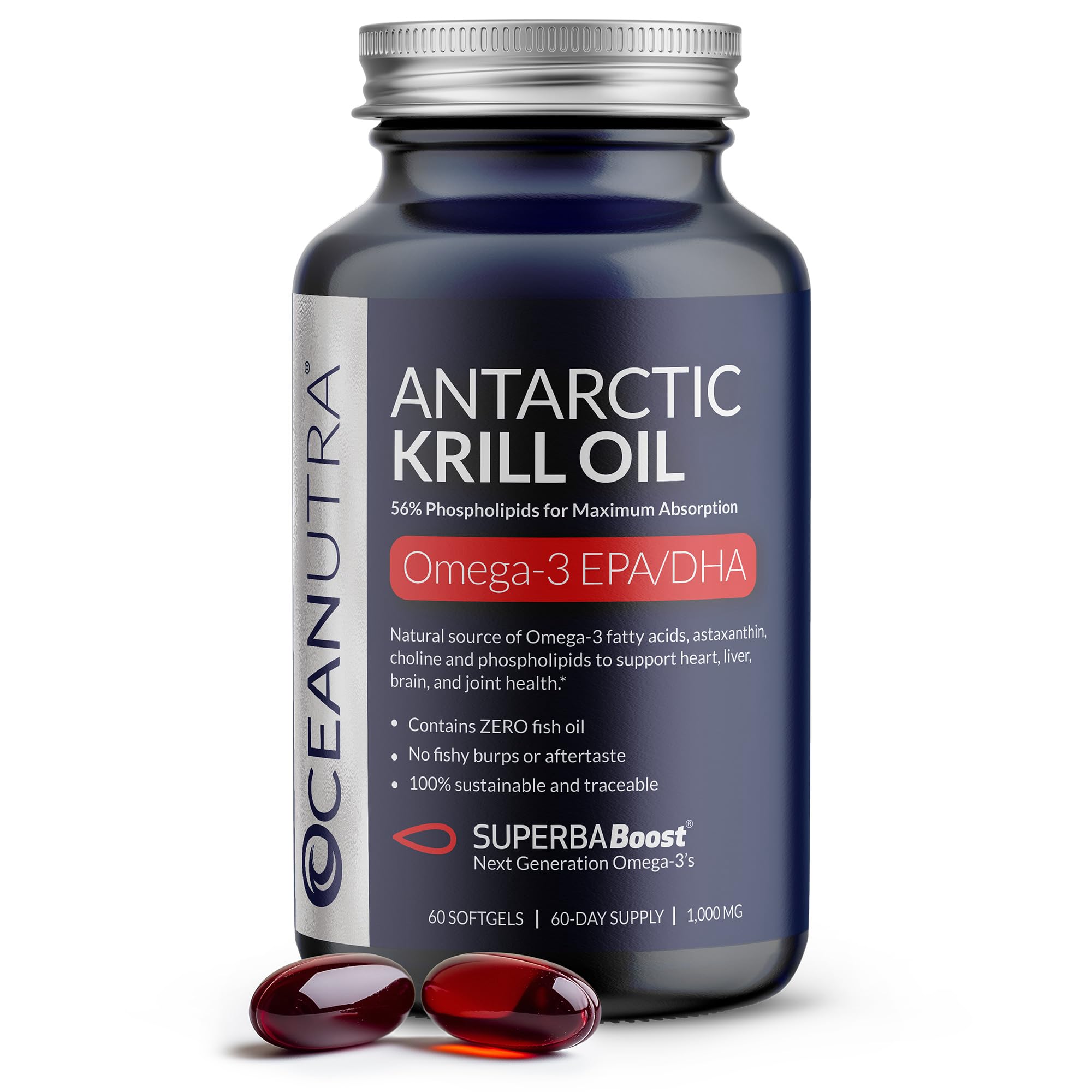 Oceanutra huile krill pur bouteille: pureté élevée et traçabilité antarctique.