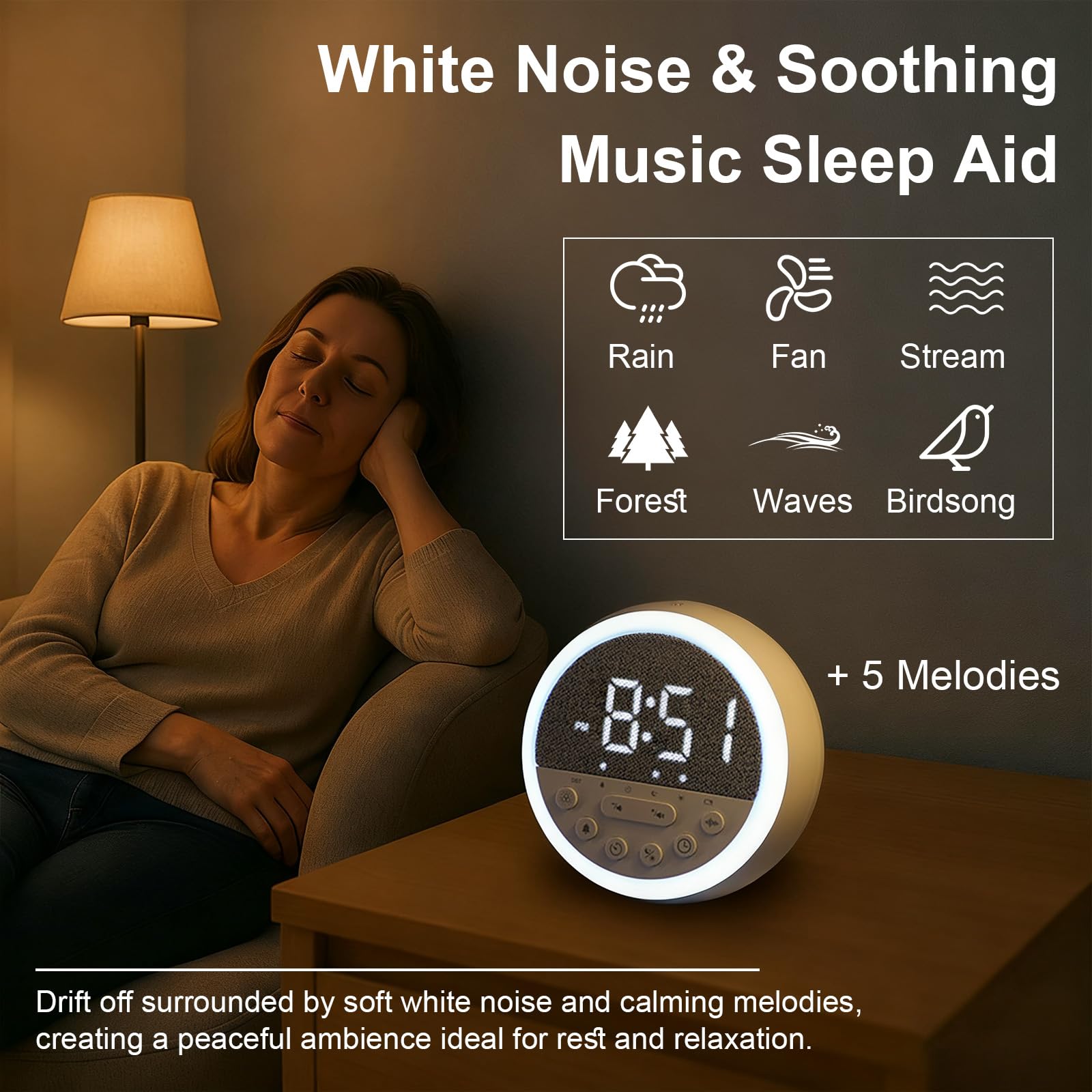 Lumière progressive Ocest, réveil naturel sans alarme brusque.