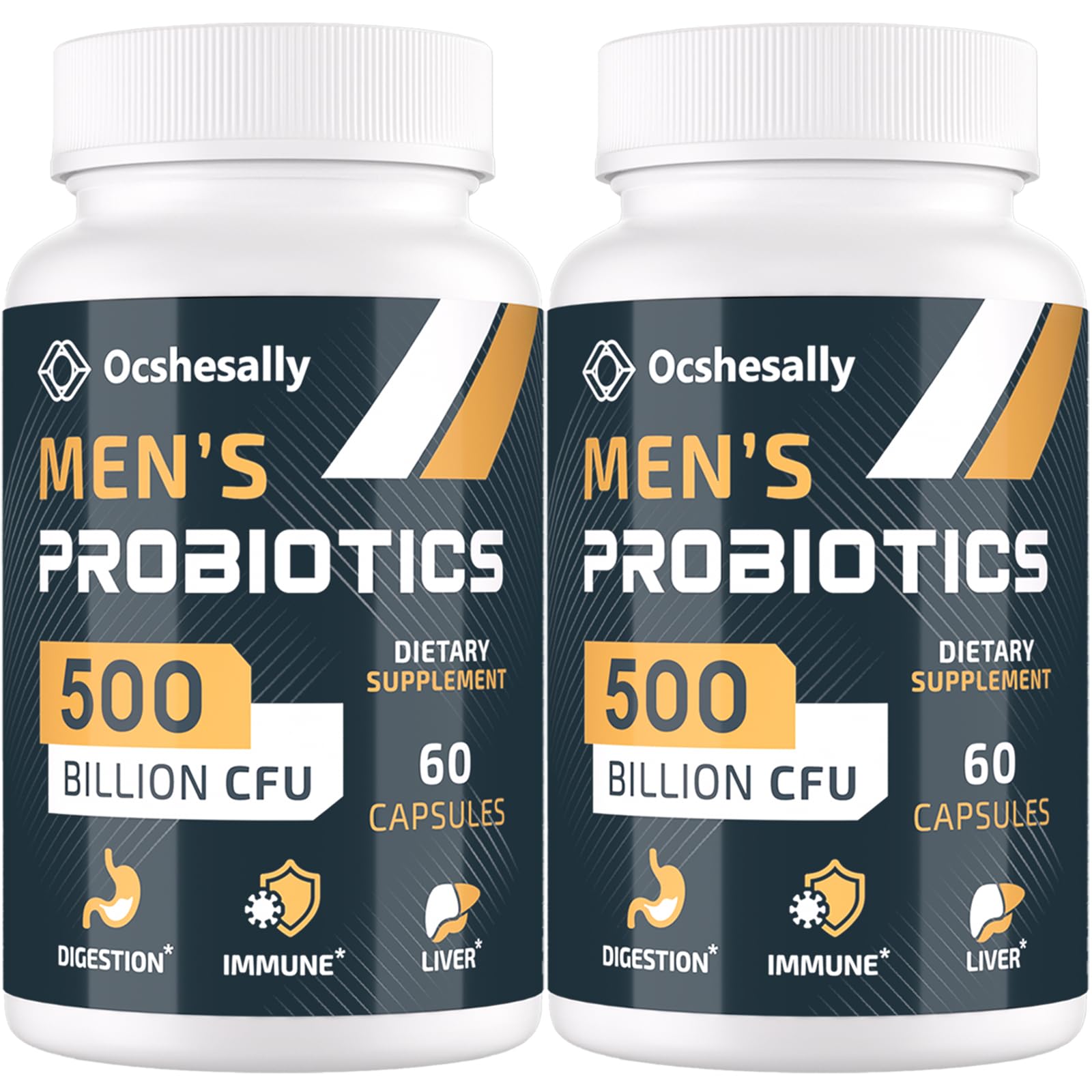 Ocshesally: bouteille de capsules probiotiques pour homme, soutien potentiel à l'équilibre intestinal.