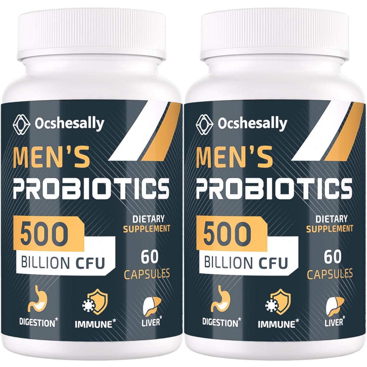 Ocshesally: bouteille de capsules probiotiques pour homme, soutien potentiel à l'équilibre intestinal.