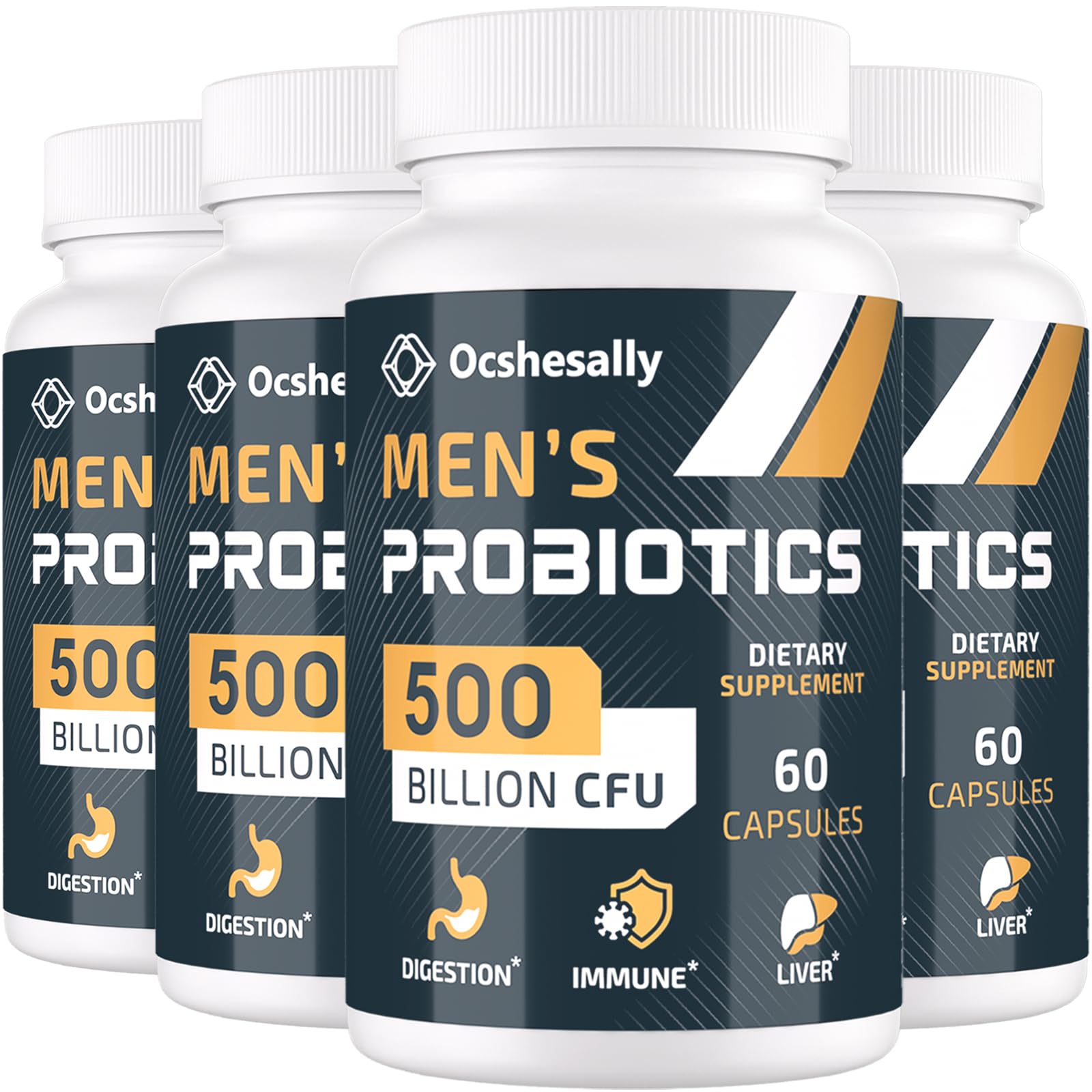 Ocshesally Probiotiques pour Hommes – bouteille de capsules favorisant le bien-être digestif