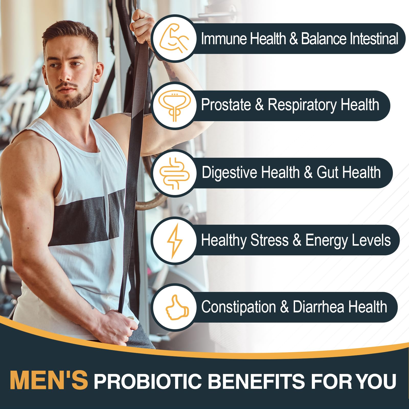 Ingrédients naturels Ocshesally Probiotiques pour Hommes: curcuma, canneberge et goji