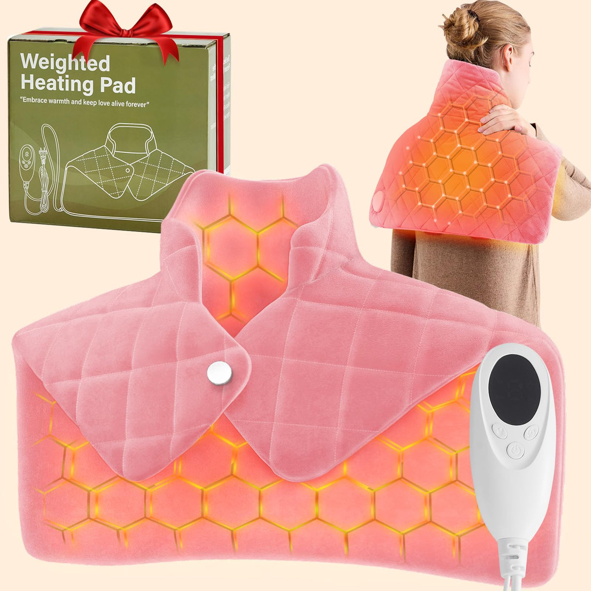 Coussin OCTROT rose pour le cou, chaleur ciblée et confort.