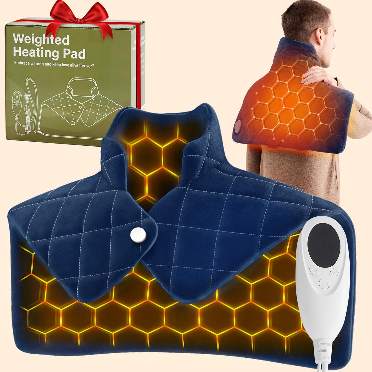 Coussin OCTROT bleu pour cou et epaules avec chaleur uniforme et réconfort.