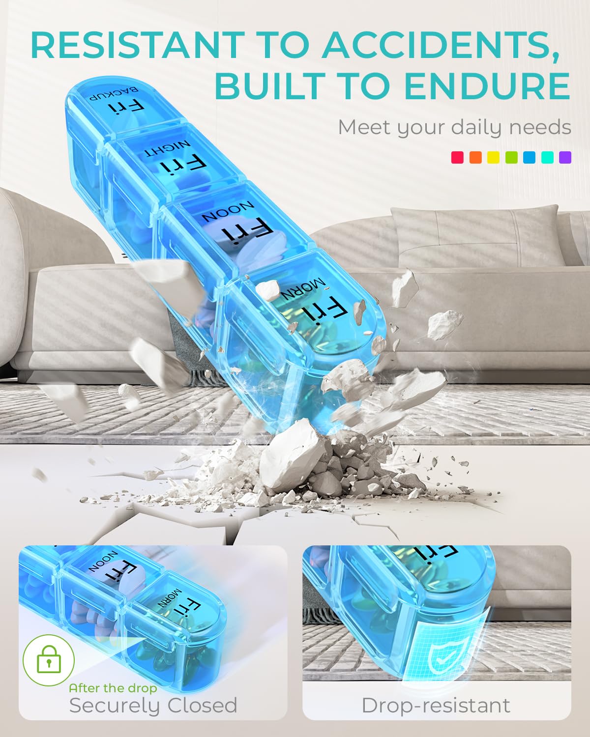 Odaro voyage-pratique, parfait pour emporter une semaine de pilules.