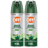 OFF! Deep Woods Dry Aérosol – bouteille visible, répulsif longue durée pour l'extérieur.