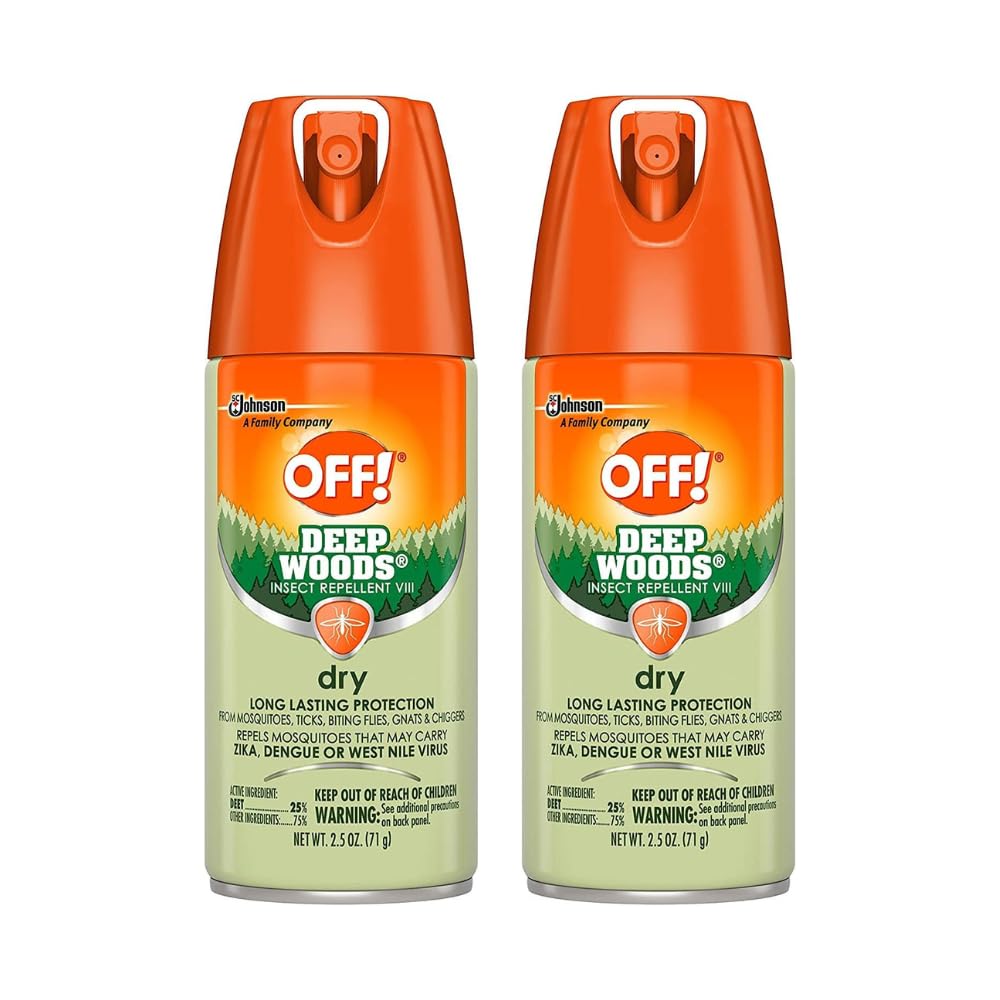 OFF! Deep Woods Dry - bouteille aérosol prête pour les activités extérieures.