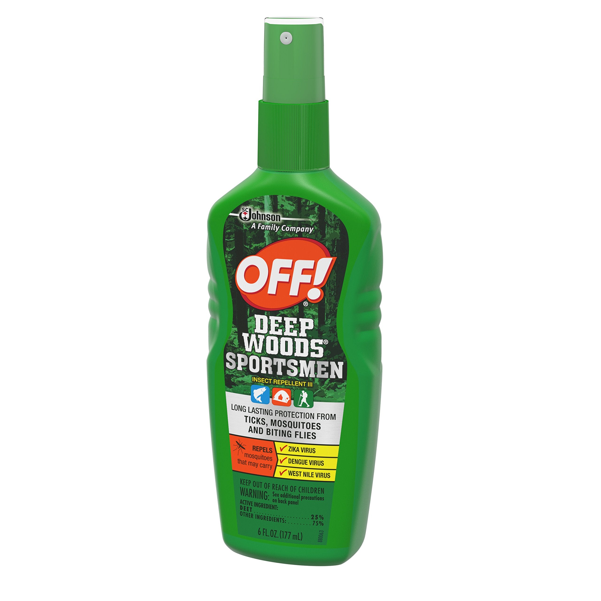 OFF! Deep Woods Sportsmen Spritz – application sur le bras, confort cutané lors d’activités en plein air.