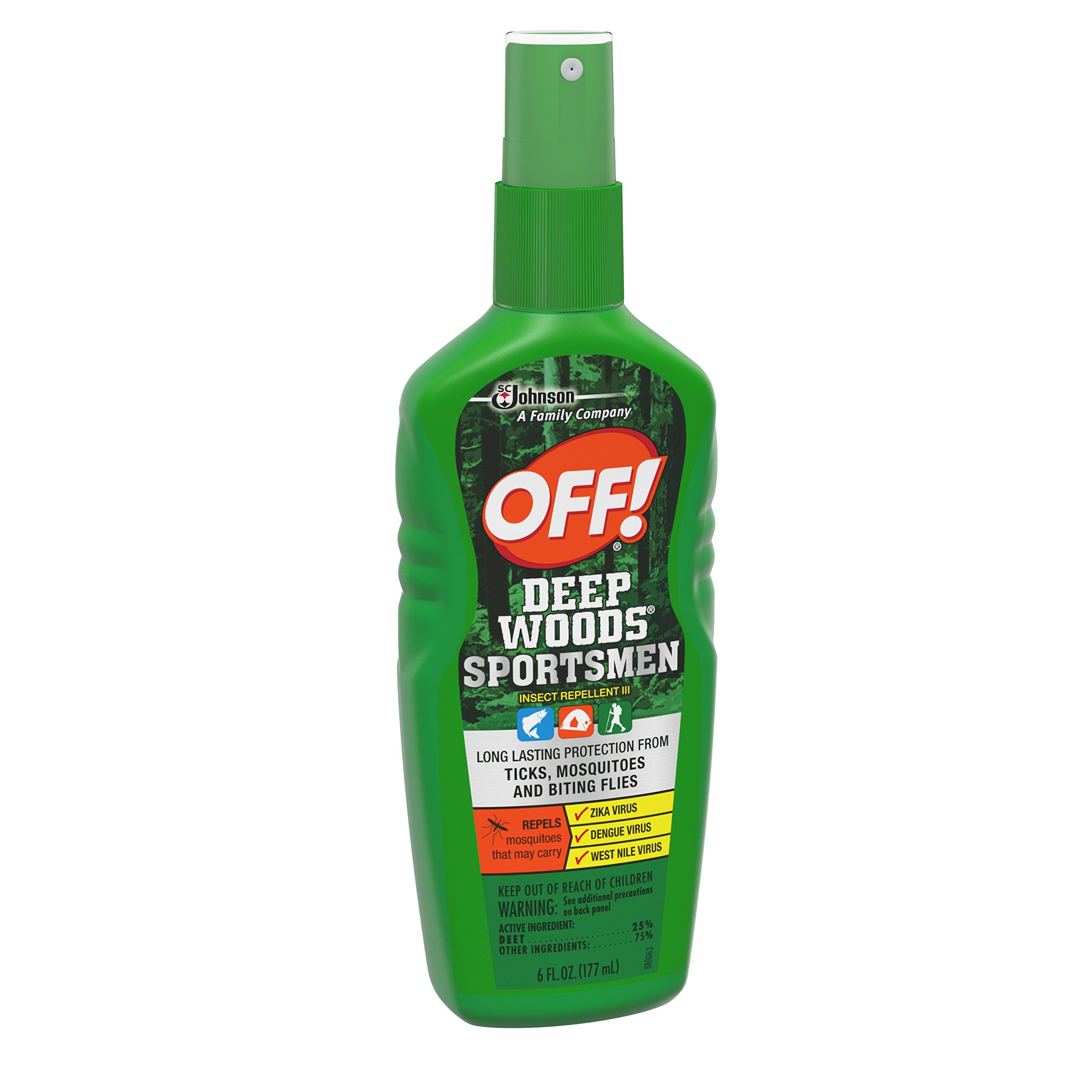 OFF! Deep Woods Sportsmen Spritz – scène extérieure montrant l’utilisation lors d’activités en nature.