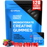 OFFPTE Creatine Monohydrate gommes dans une bouteille bleue, énergie et focus possibles