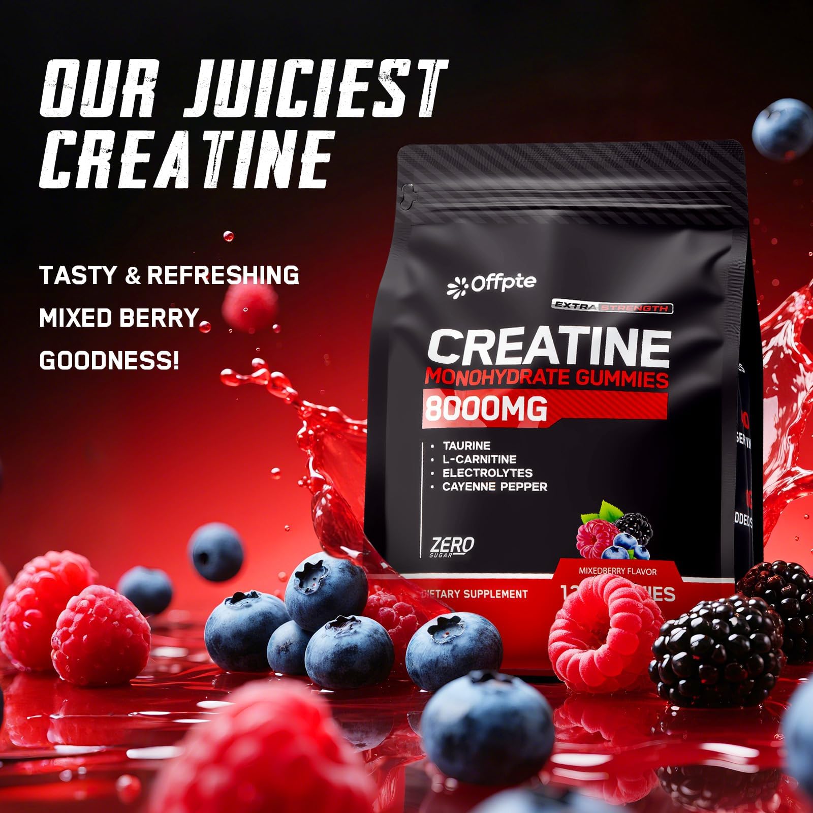 OFFPTE Créatine Monohydrate Gummies, gommes faciles à consommer au quotidien.