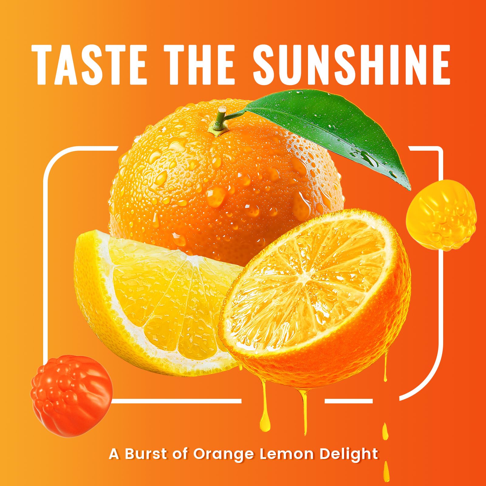 Gros plan sur les gommes OFFPTE EAA Orange Lemon, saveur agréable pour motivation sportive