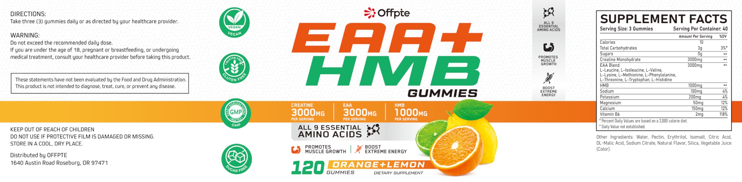 Texte nutritionnel OFFPTE EAA sur l'étiquette pour informations claires
