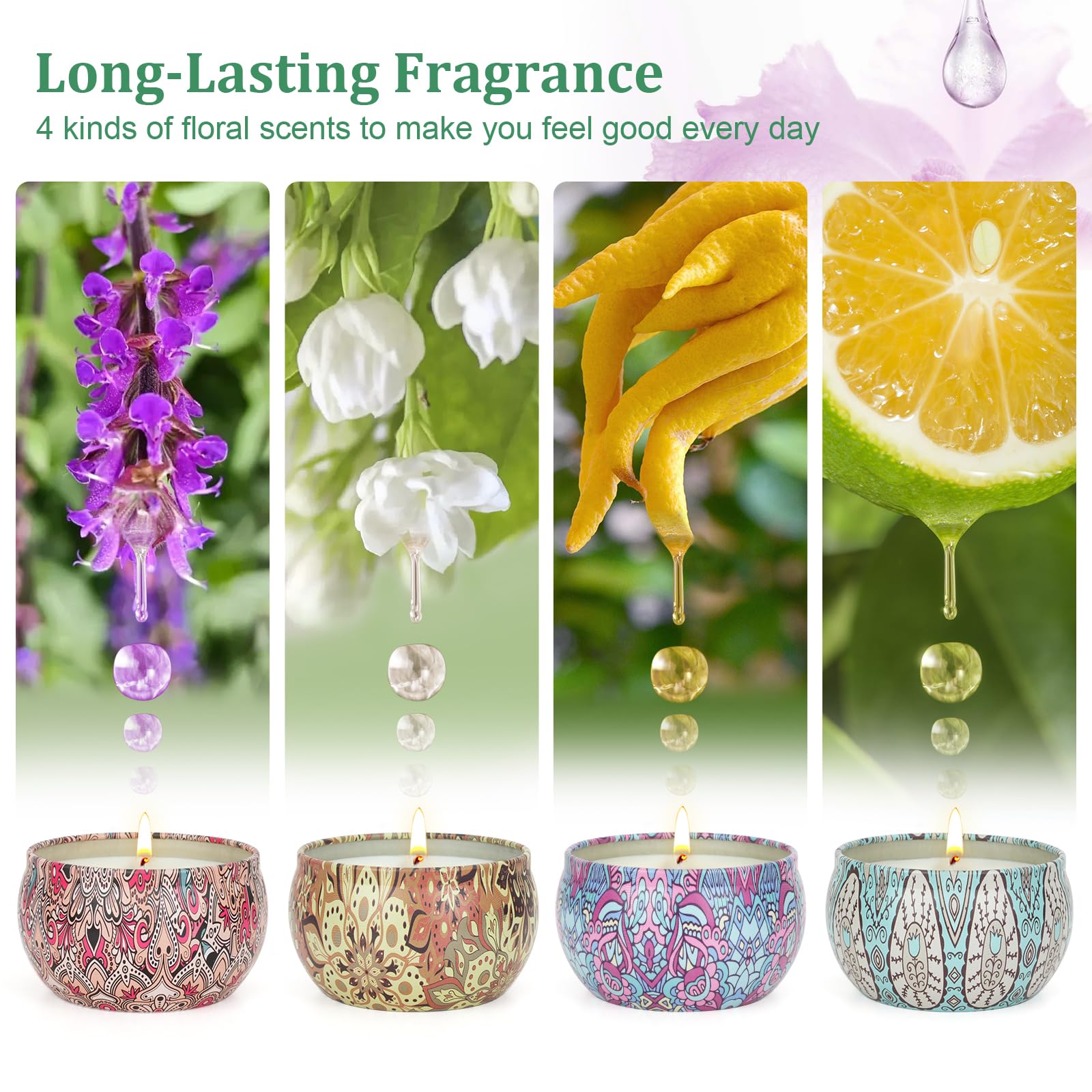 OFUN Bougie Gardenia, note florale douce pour chambre calme.