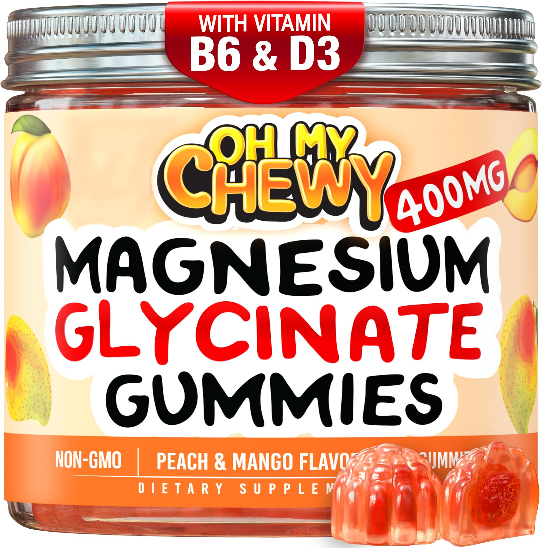 OH MY CHEWY – emballage des gommes au magnésium glycinate 400 mg.