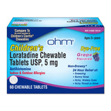 Ohm Enfants Loratadine 5 mg – tablettes mâchables goût raisin, soulagement sans somnolence