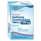 Ohm Guaifenesin 1200 mg – tablette à libération étendue offrant un soulagement durable.
