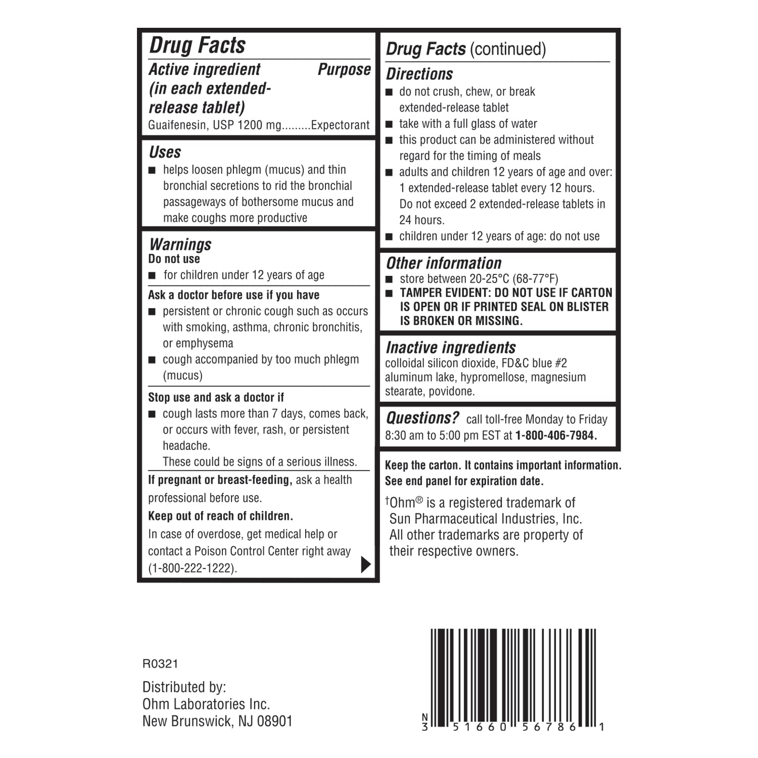 Ohm Guaifenesin – formule sans somnolence pour rester actif pendant la journée.