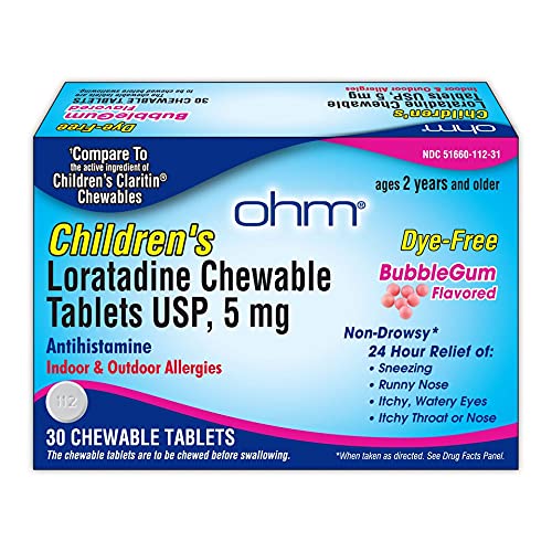 Ohm Loratadine enfant, gomme bubblegum : comprimés goût agréable, relief allergie sans somnolence.