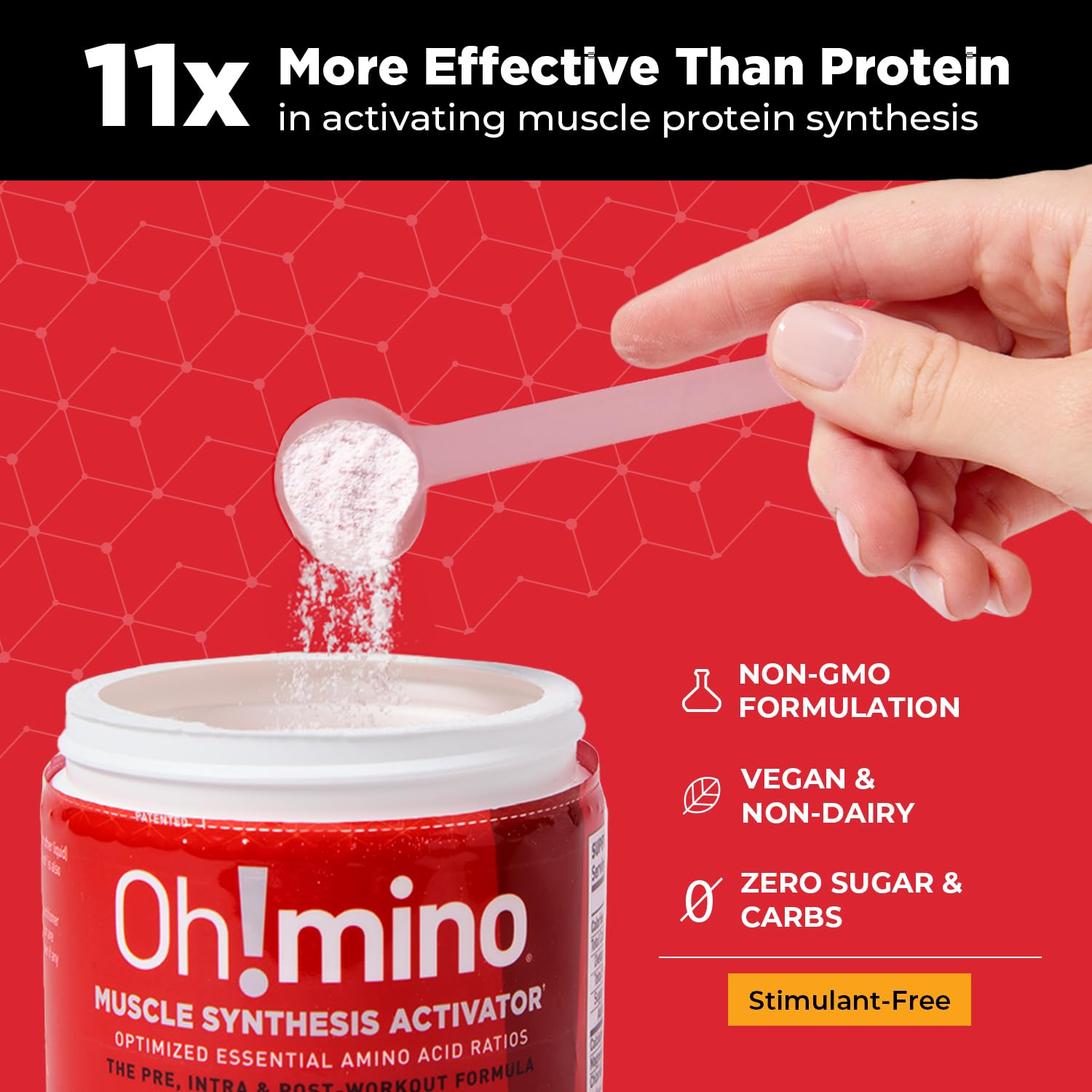 Oh!mino BCAAs EAAs, mélange dans l'eau pour une hydratation efficace.