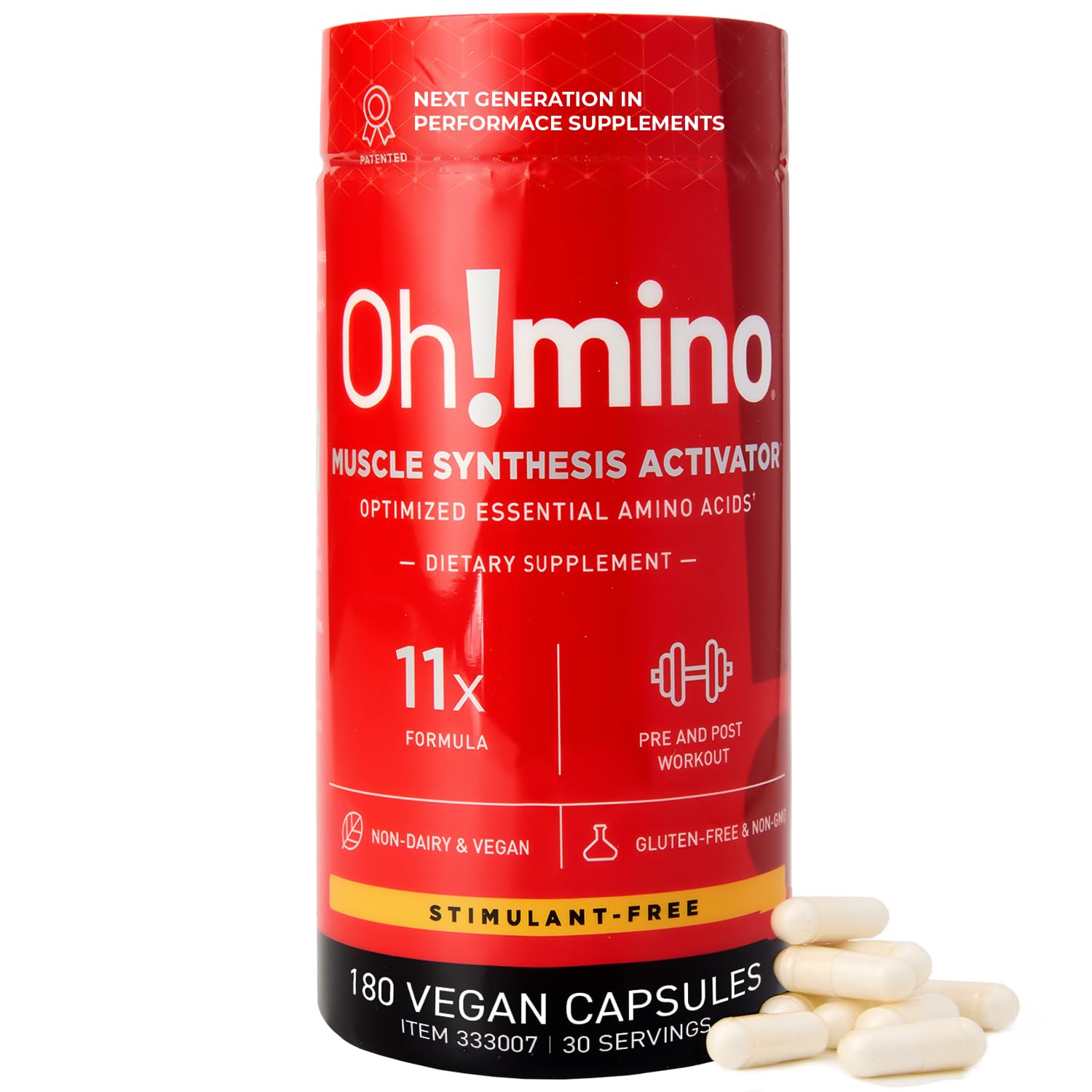 Oh!mino: capsules d'acides aminés essentiels dans une boîte pratique.