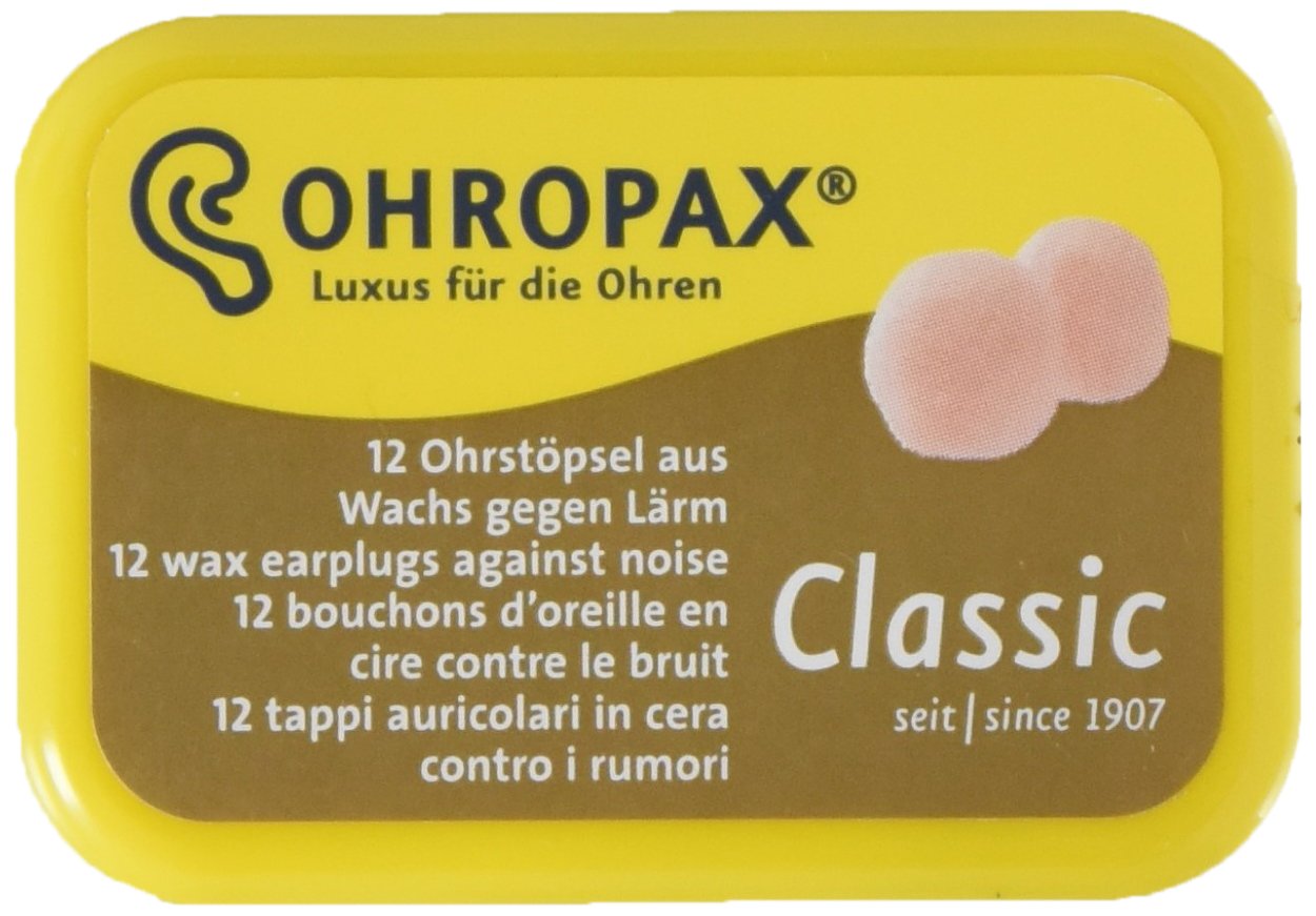OHROPAX bouchons d'oreilles cire et coton avec étui transparent pour sommeil et calme.