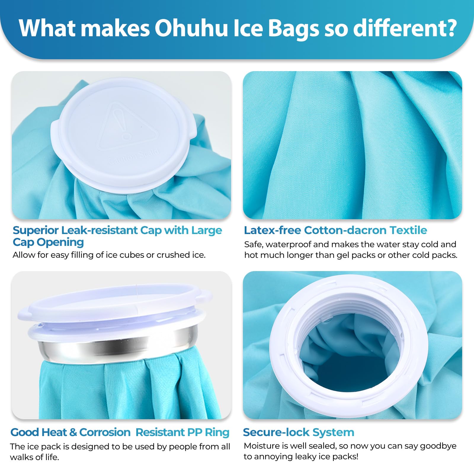 Ohuhu bande auto-agrippante bras et genou, fixation sécurisée pour usage mains libres.