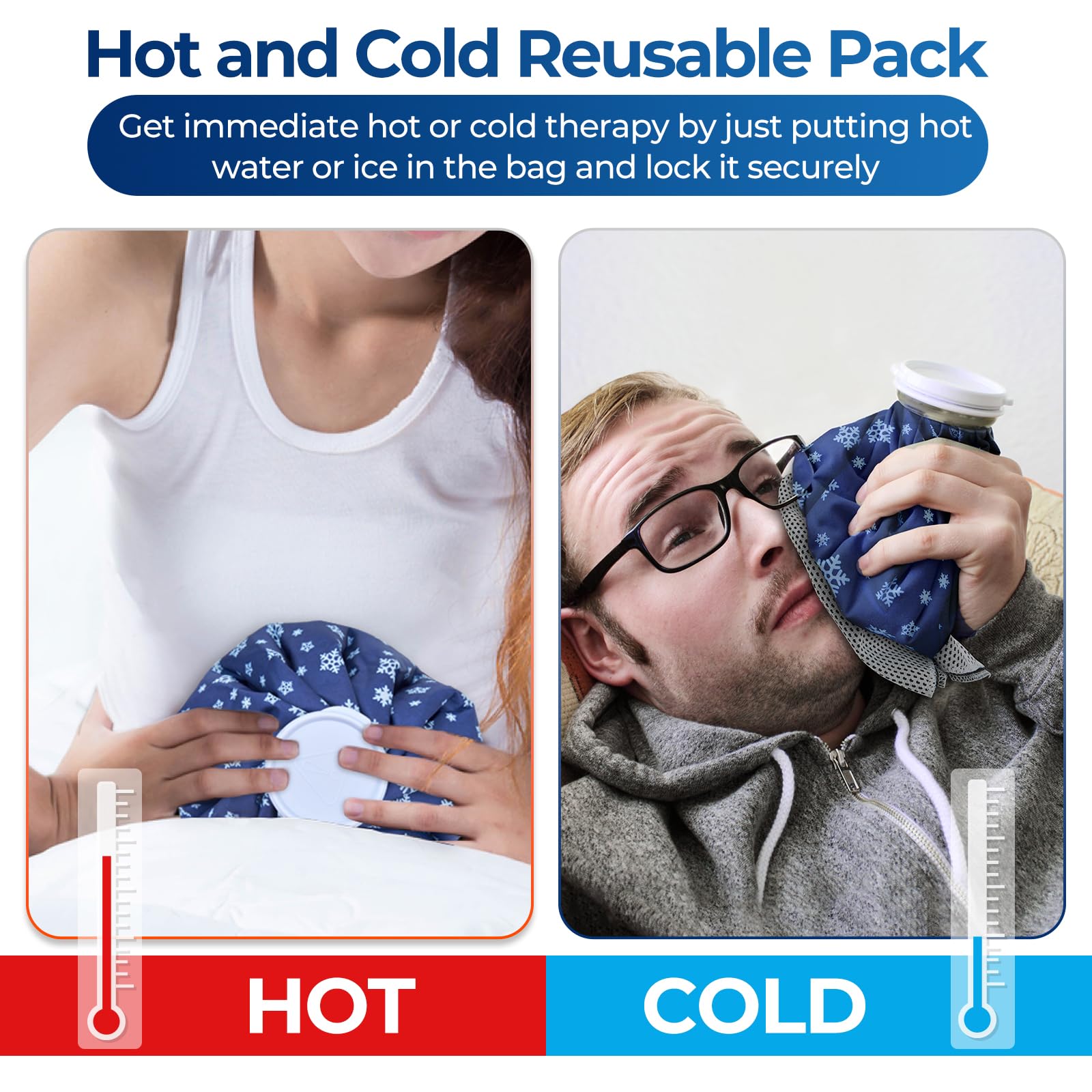 Ohuhu cap ouverte grande facilitant le remplissage du sac glace