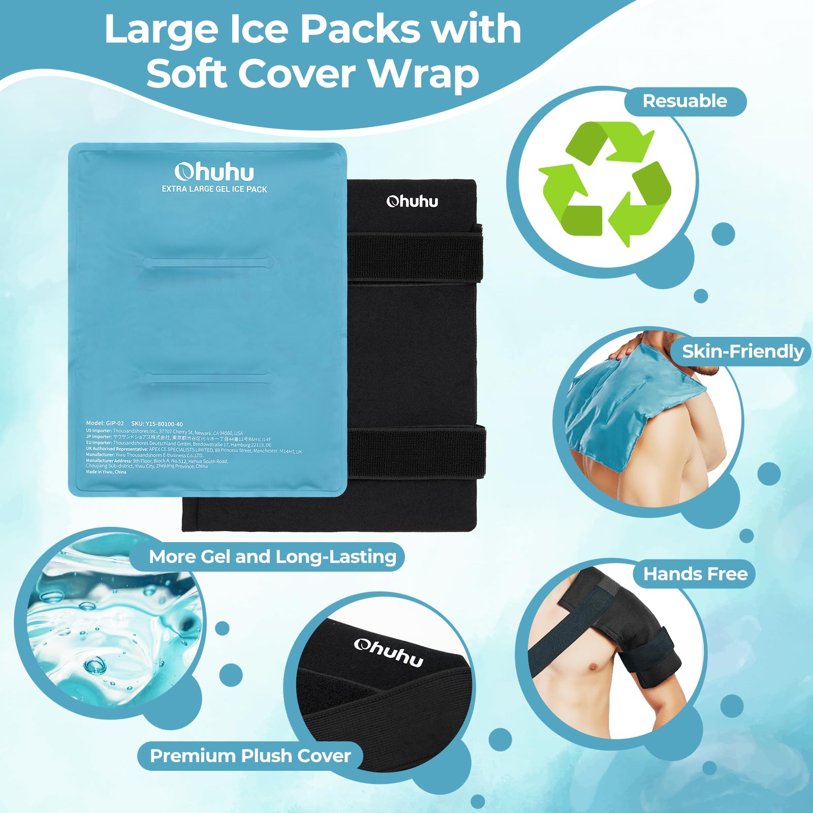 Pack gel prêt pour congélation pour une thérapie par le froid.