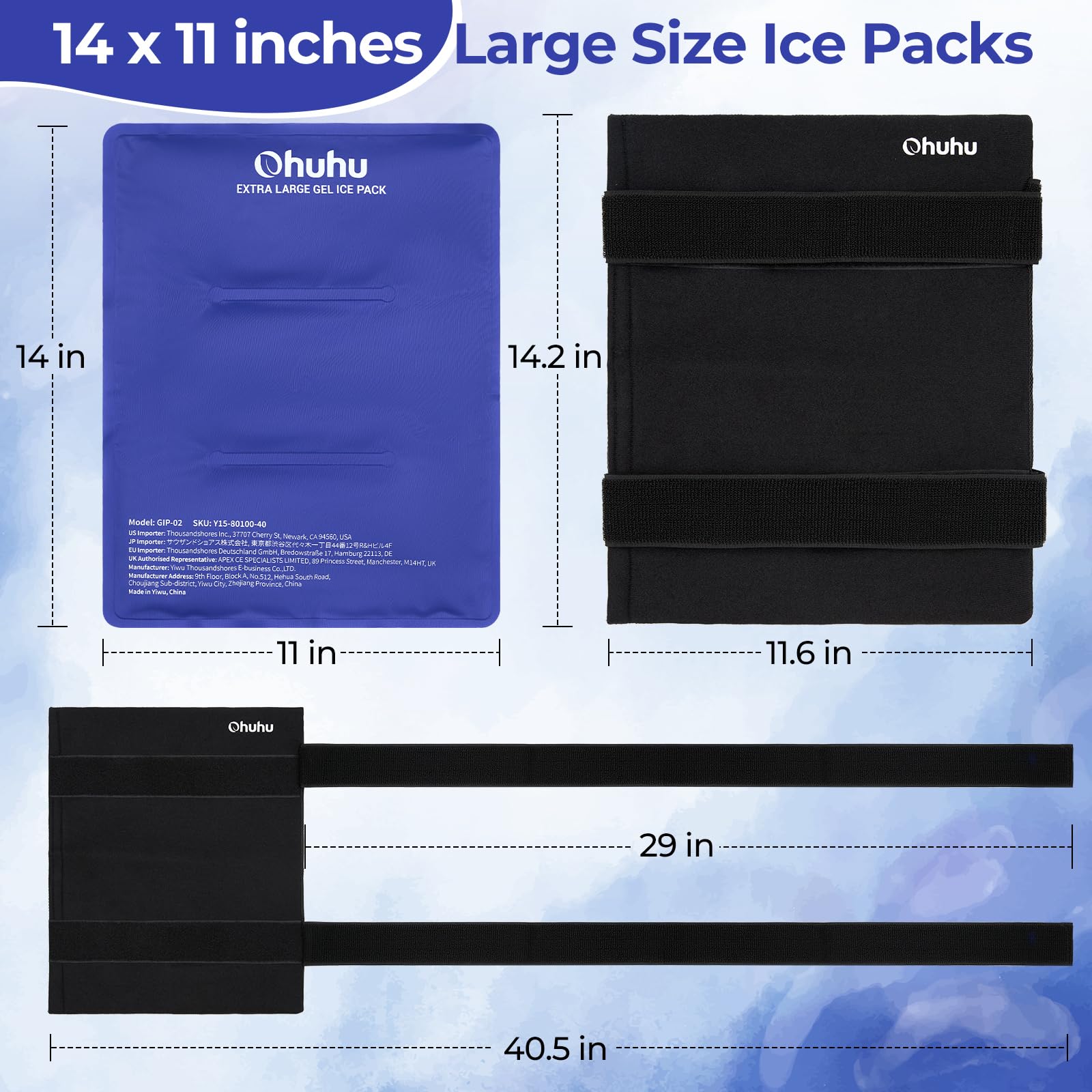 Ohuhu pack gel 14x11 pour le genou, aide à réduire l'inflammation post-entraînement.