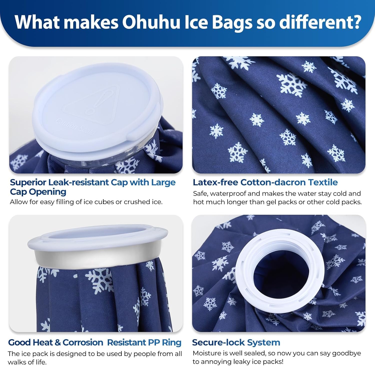 Ohuhu sac glace 6 pouces bleu foncé idéal pour enfants et petites douleurs