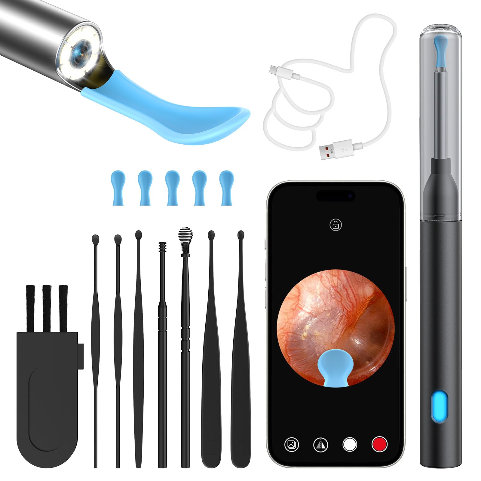OHYAPI caméra oreille 1080P pour visualisation précise du conduit auditif