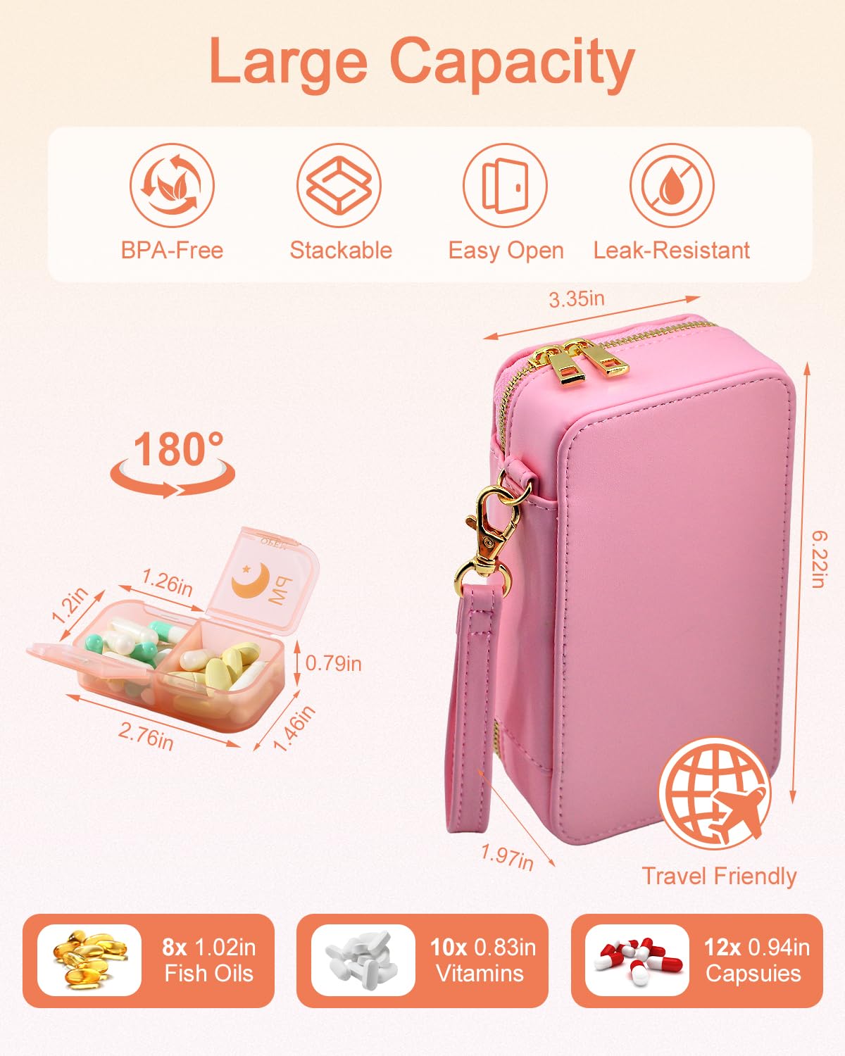 Oiizso Pochette pilules securisee zip, idéale pour le sac à main