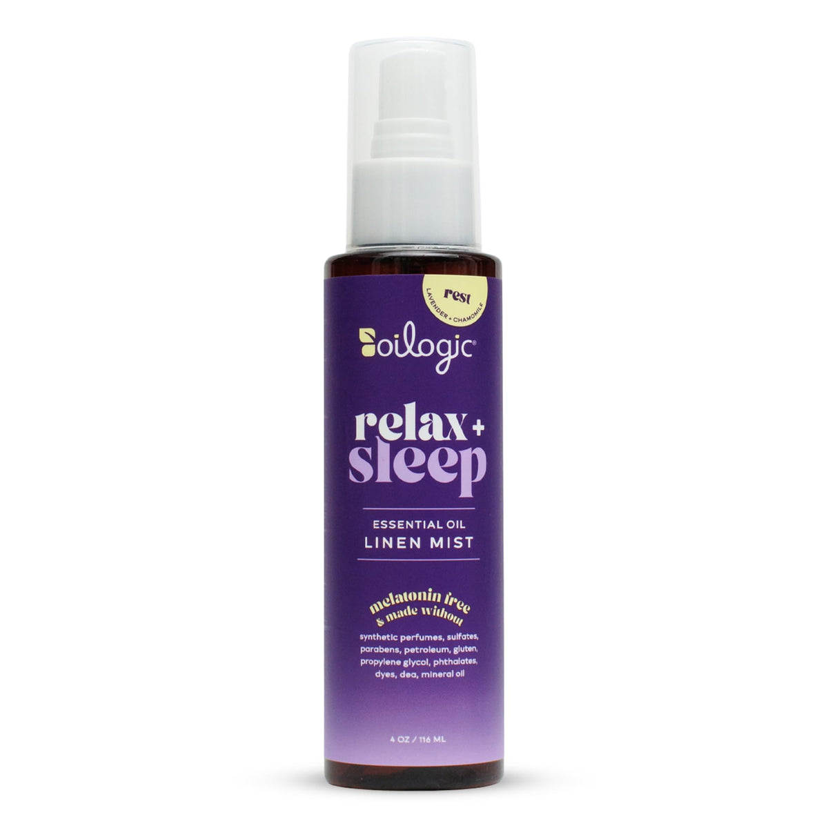 Oilogic Relax & Sleep, bouteille prête à parfumer le lit pour la détente nocturne.