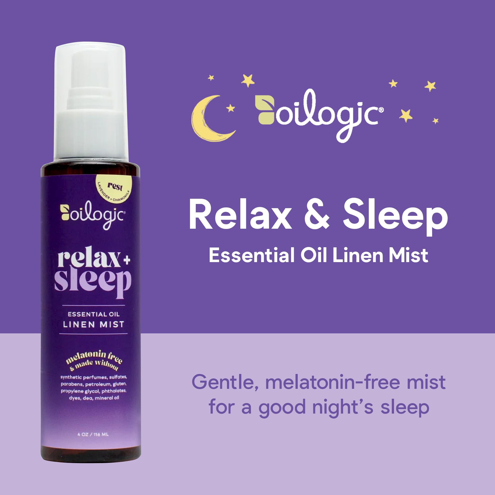 Oilogic Relax & Sleep, brume douce sur oreiller pour un sommeil paisible.