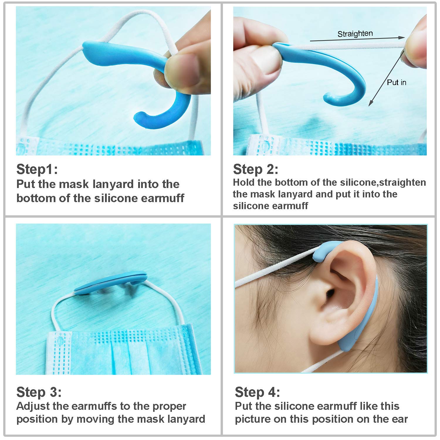 OKAICEN protecteurs oreille silicone noir port confortable avec lanière.