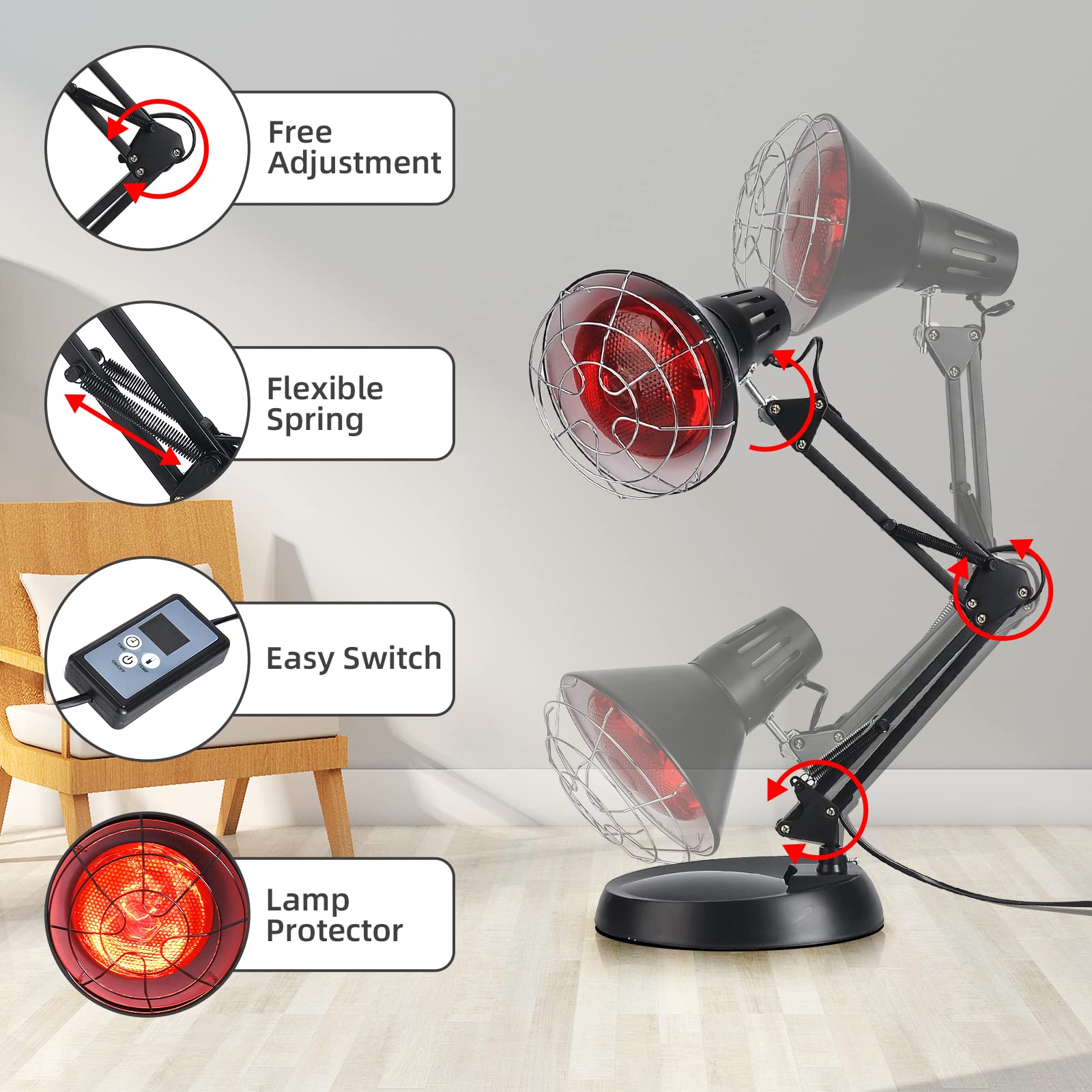 Okyna lampe infrarouge conçue pour une utilisation pratique au quotidien.