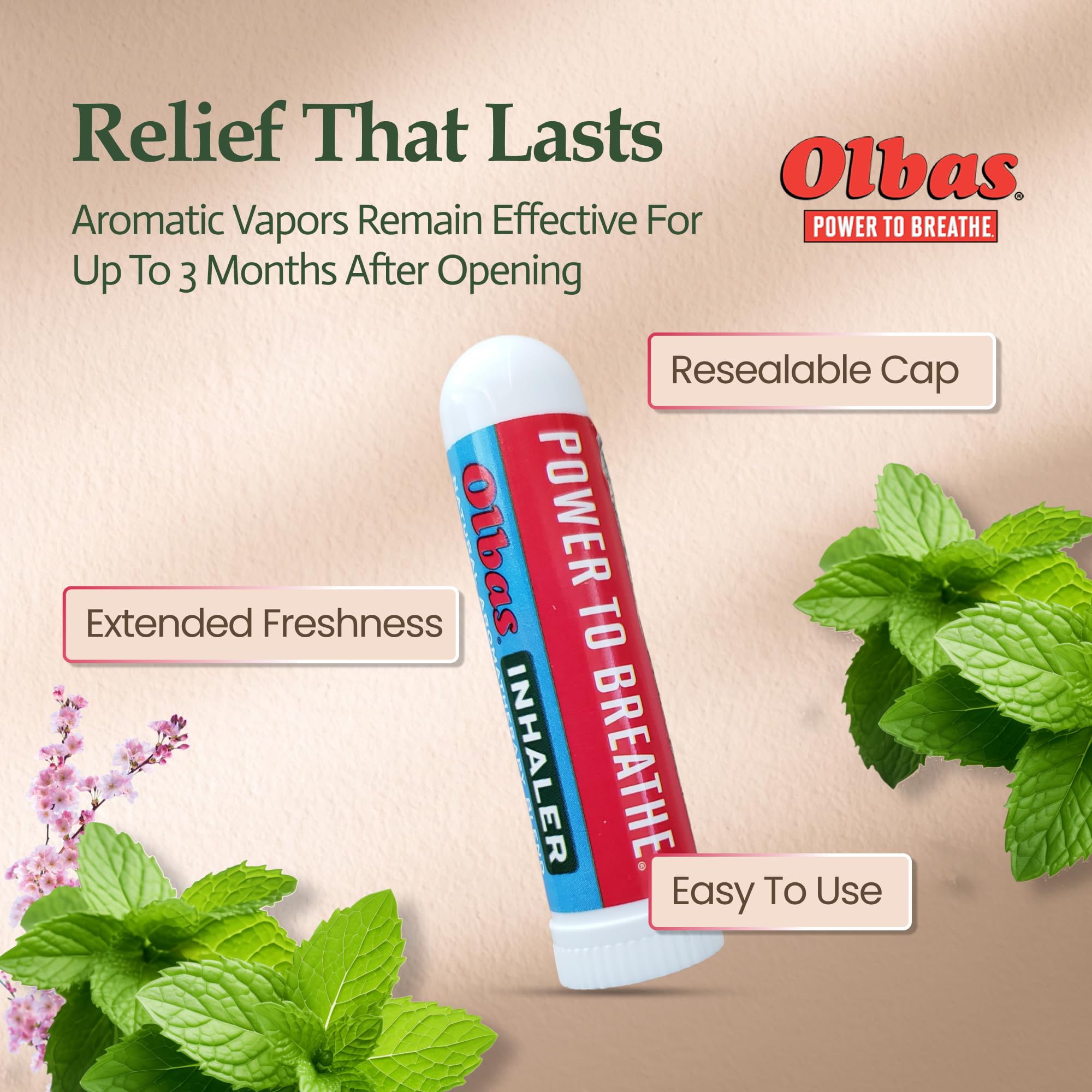 Olbas inhalateur aromathérapie relief nasal rapide pour usage en déplacement.