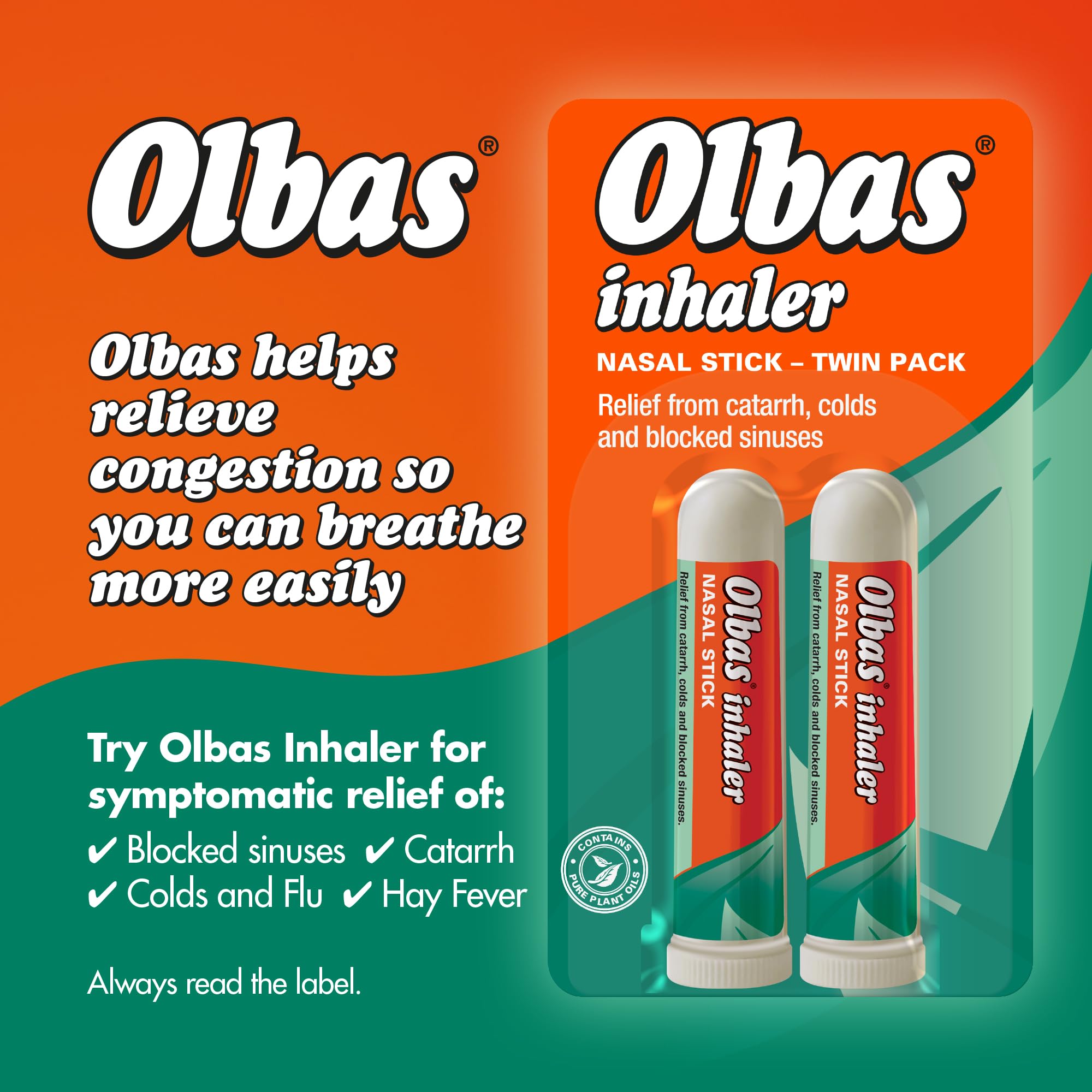 Étiquette Olbas et emballage, produit fiable pour congestions temporaires.