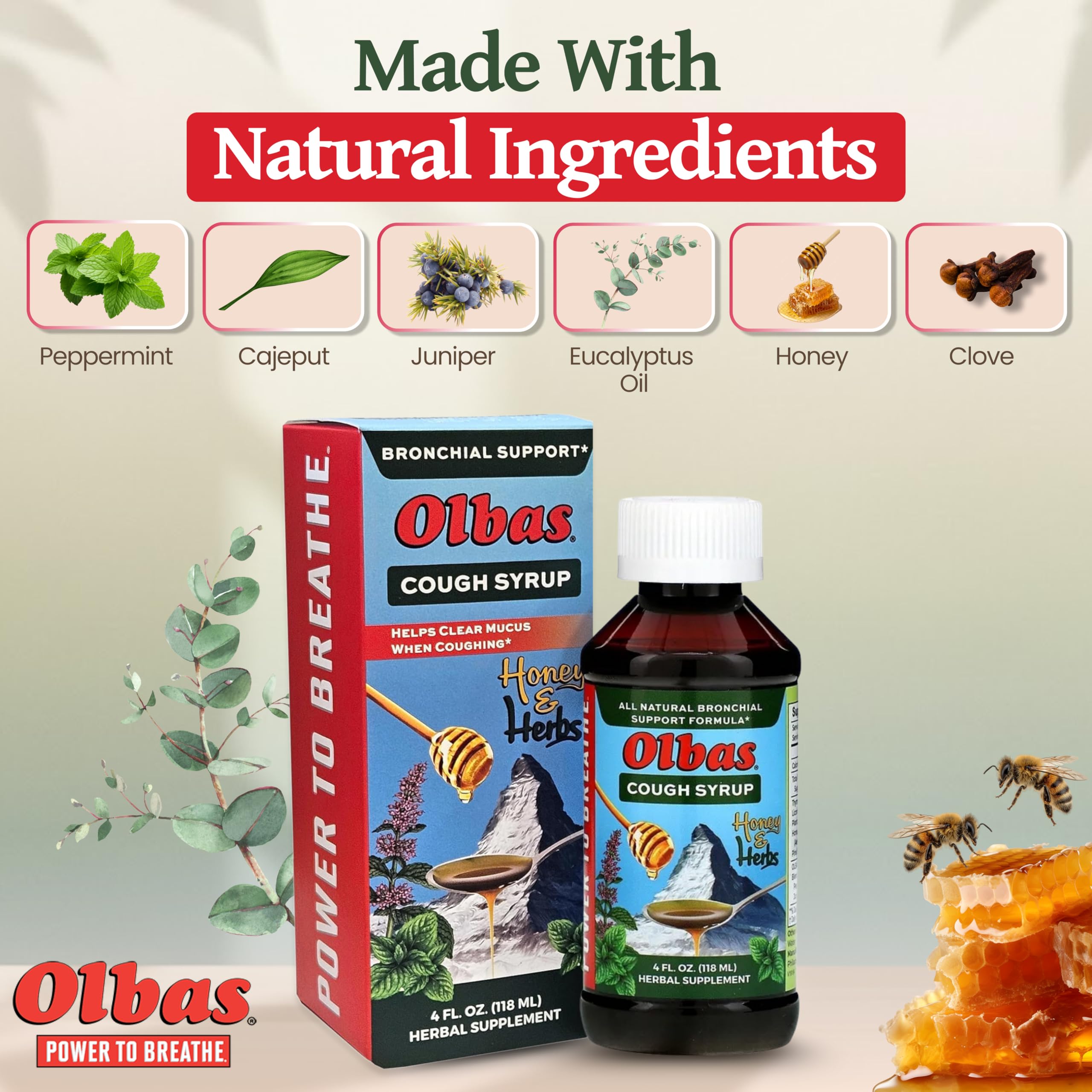 Olbas Sirop Toux flacon menthe-eucalyptus: arôme frais et rafraîchissant