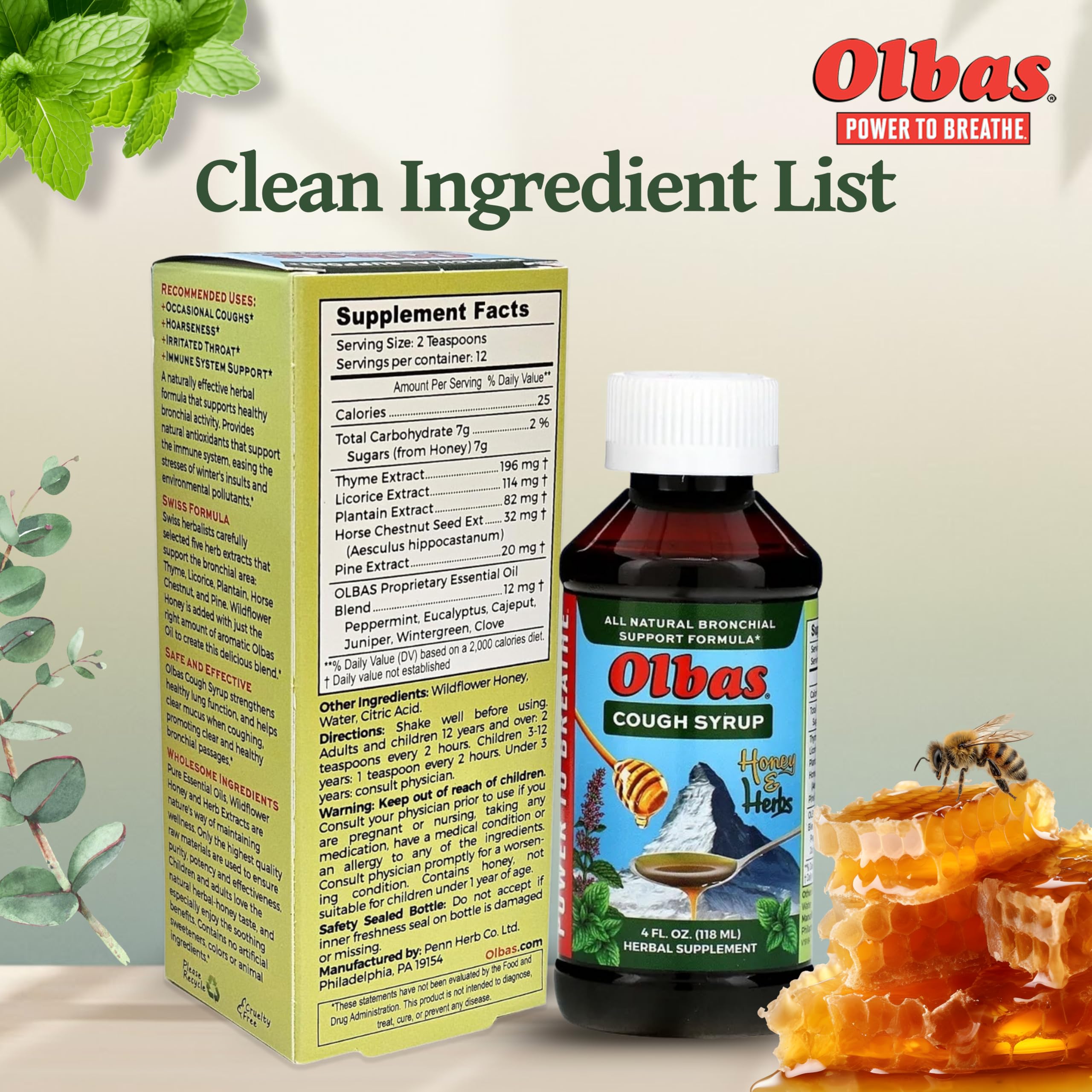 Olbas Sirop Toux goût miel aromatique: saveur agréable qui facilite l’usage