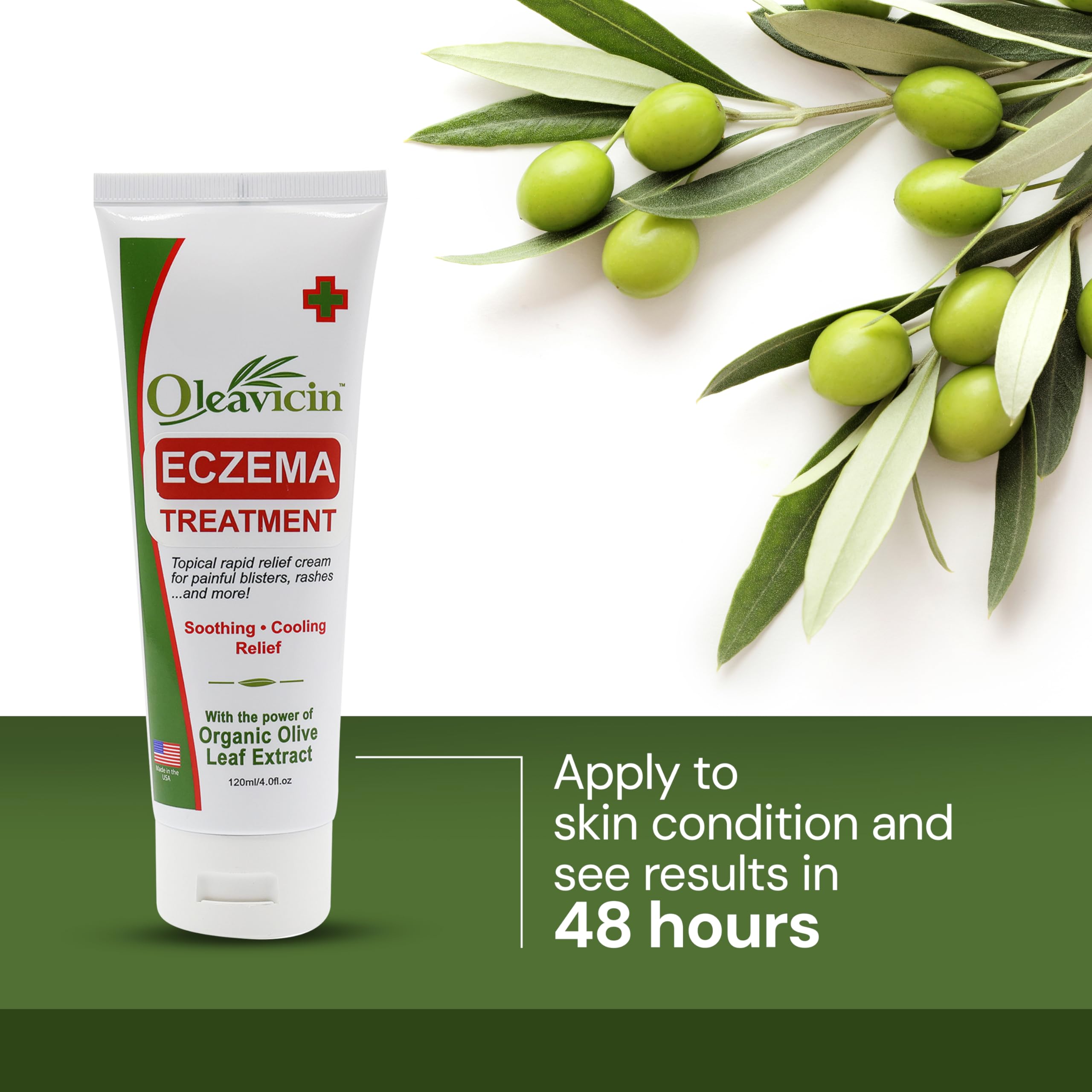 Crème Oleavicin fabriquée aux États‑Unis avec ingrédients durables.