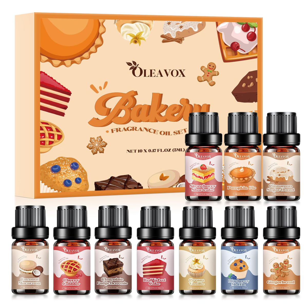 OleaVox ensemble huiles pâtisserie pour diffuseurs, aromatique et chaleureux.