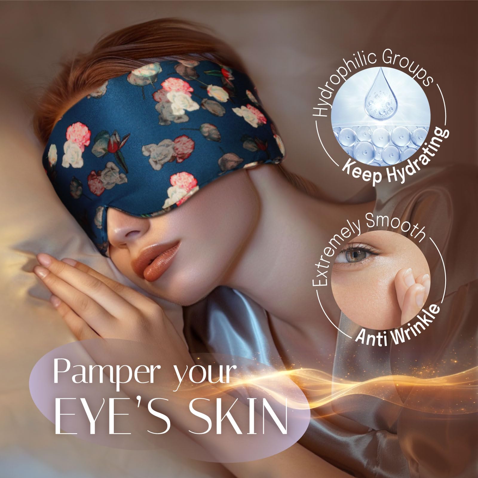 Bande réglable large du masque OLESILK offre un port sans pression.
