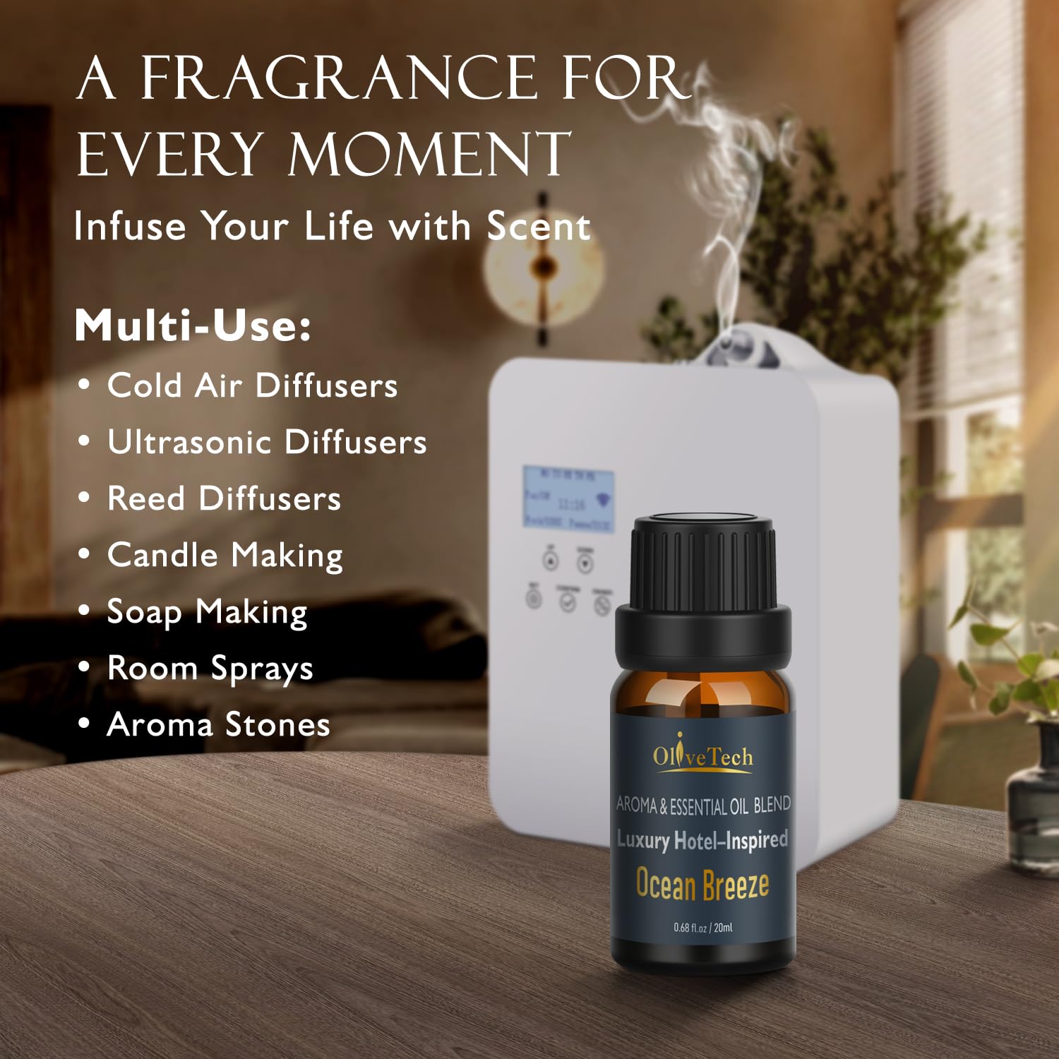 OliveTech senteur-citrus-ocean-breeze parfum rafraîchissant pour espace